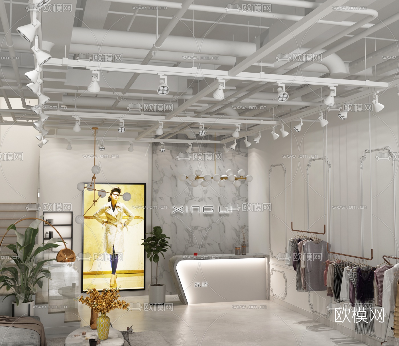 工业风服装店3d模型
