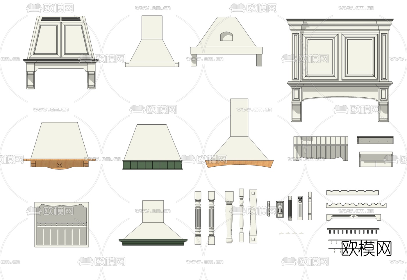 欧式橱柜su模型下载（渲染图2）