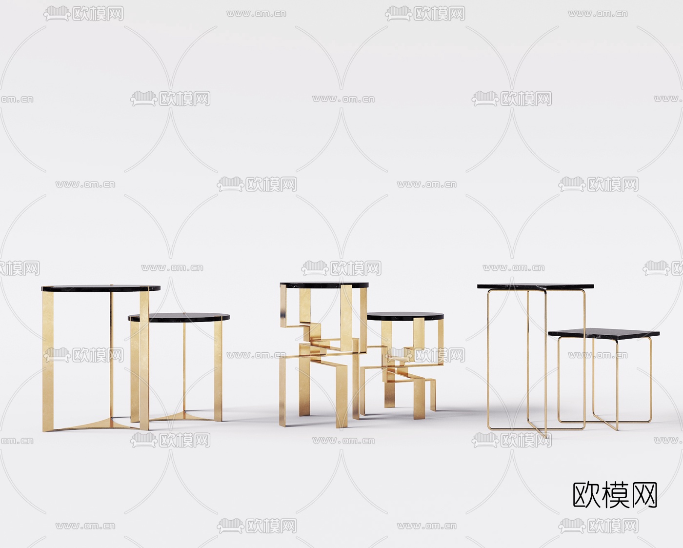 现代轻奢金属角几3d模型