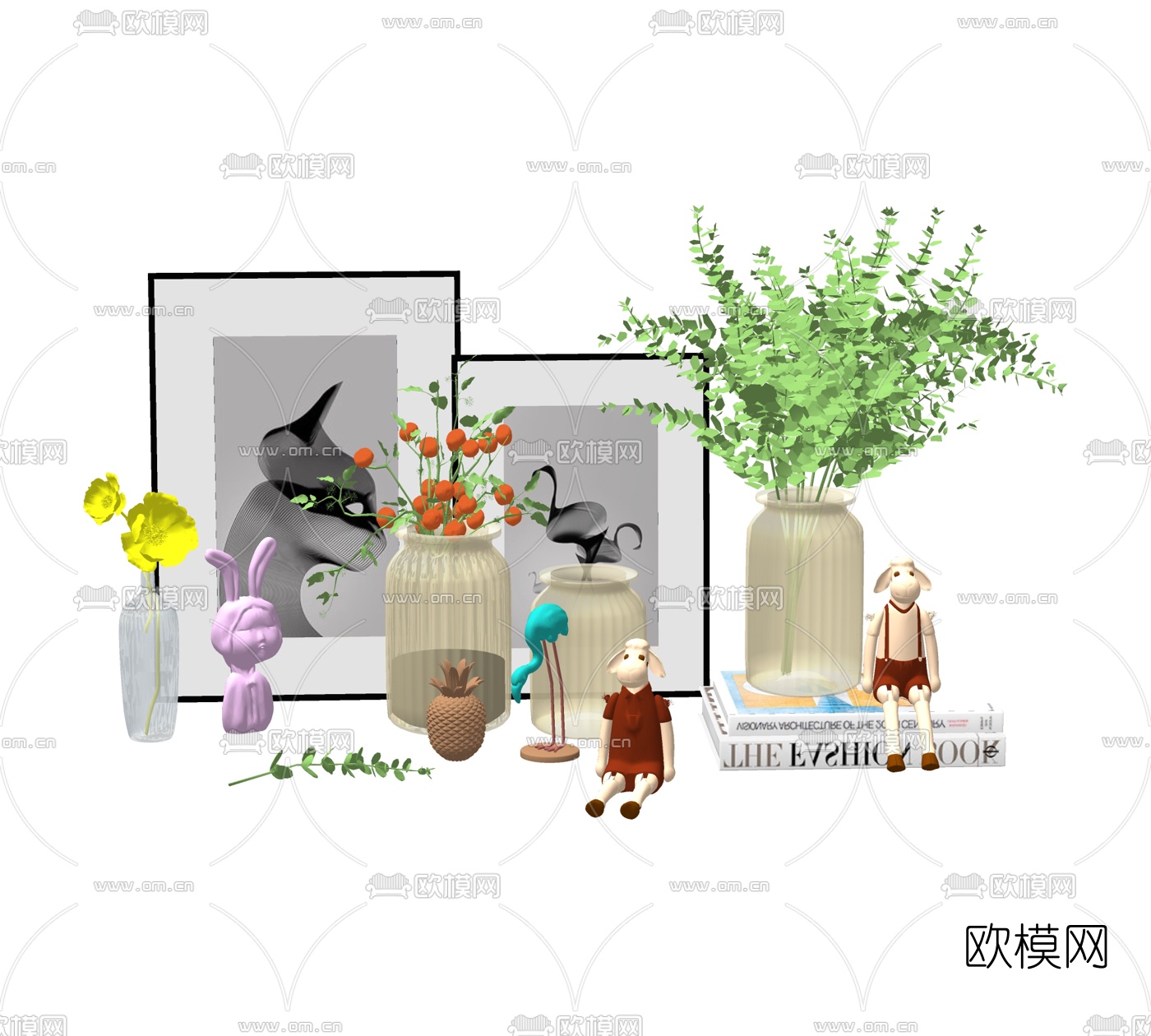 现代绿植花瓶免费su模型下载