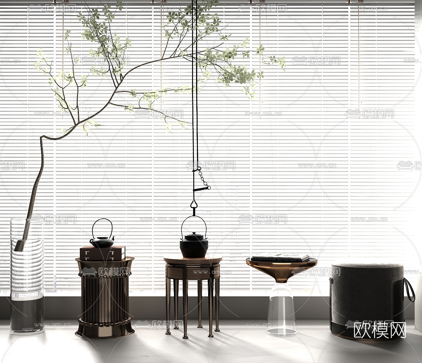 现代轻奢茶几su模型下载（渲染图1）