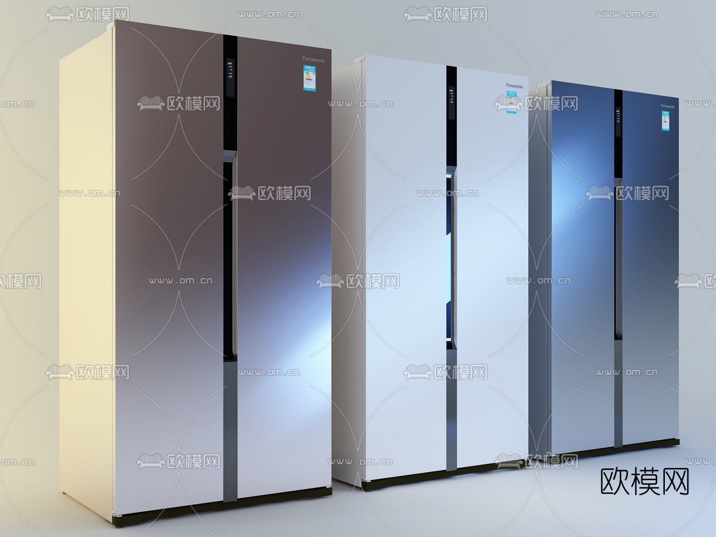 现代对开门冰箱3d模型