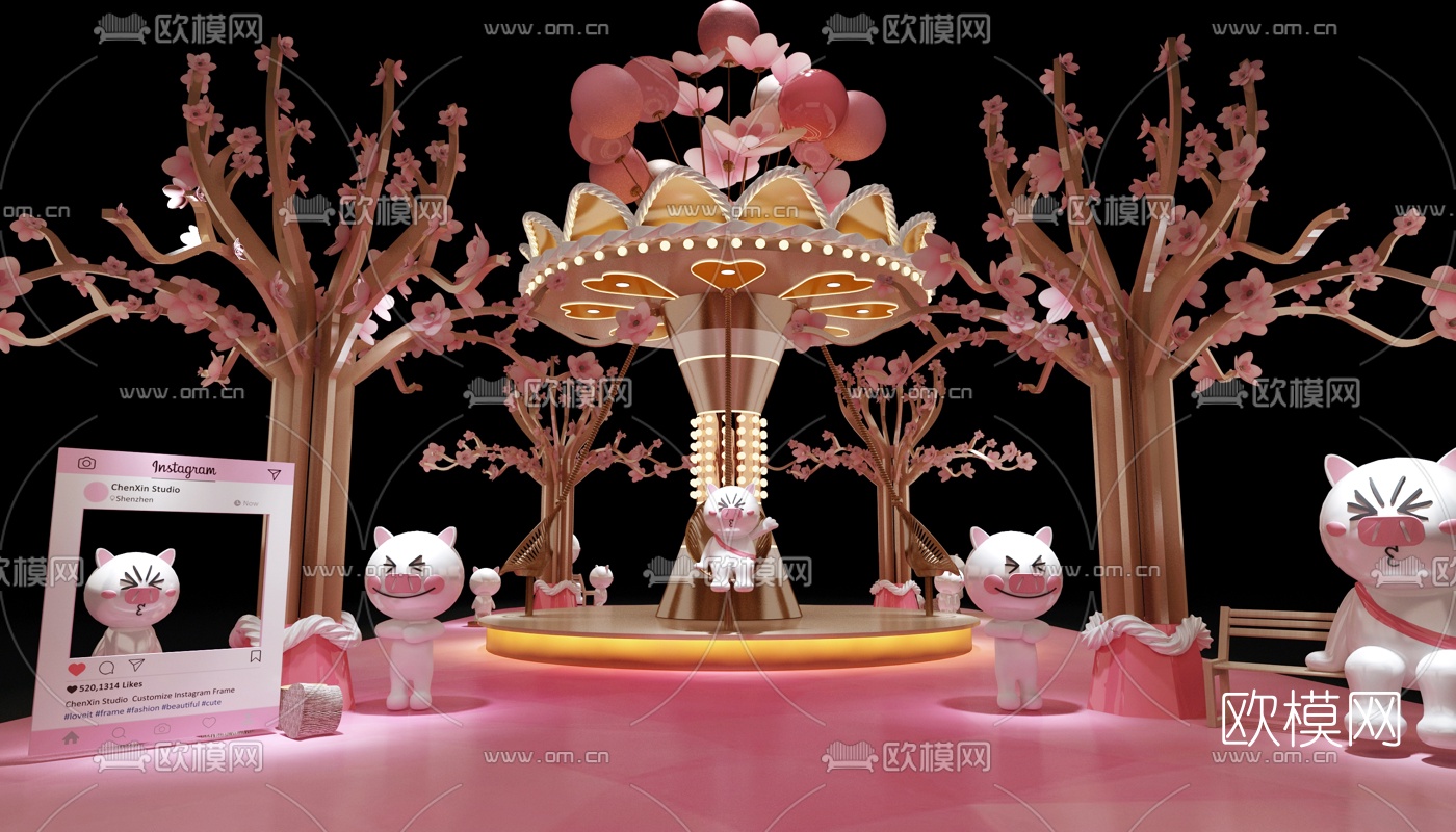 现代儿童游乐设施3d模型下载（渲染图1）