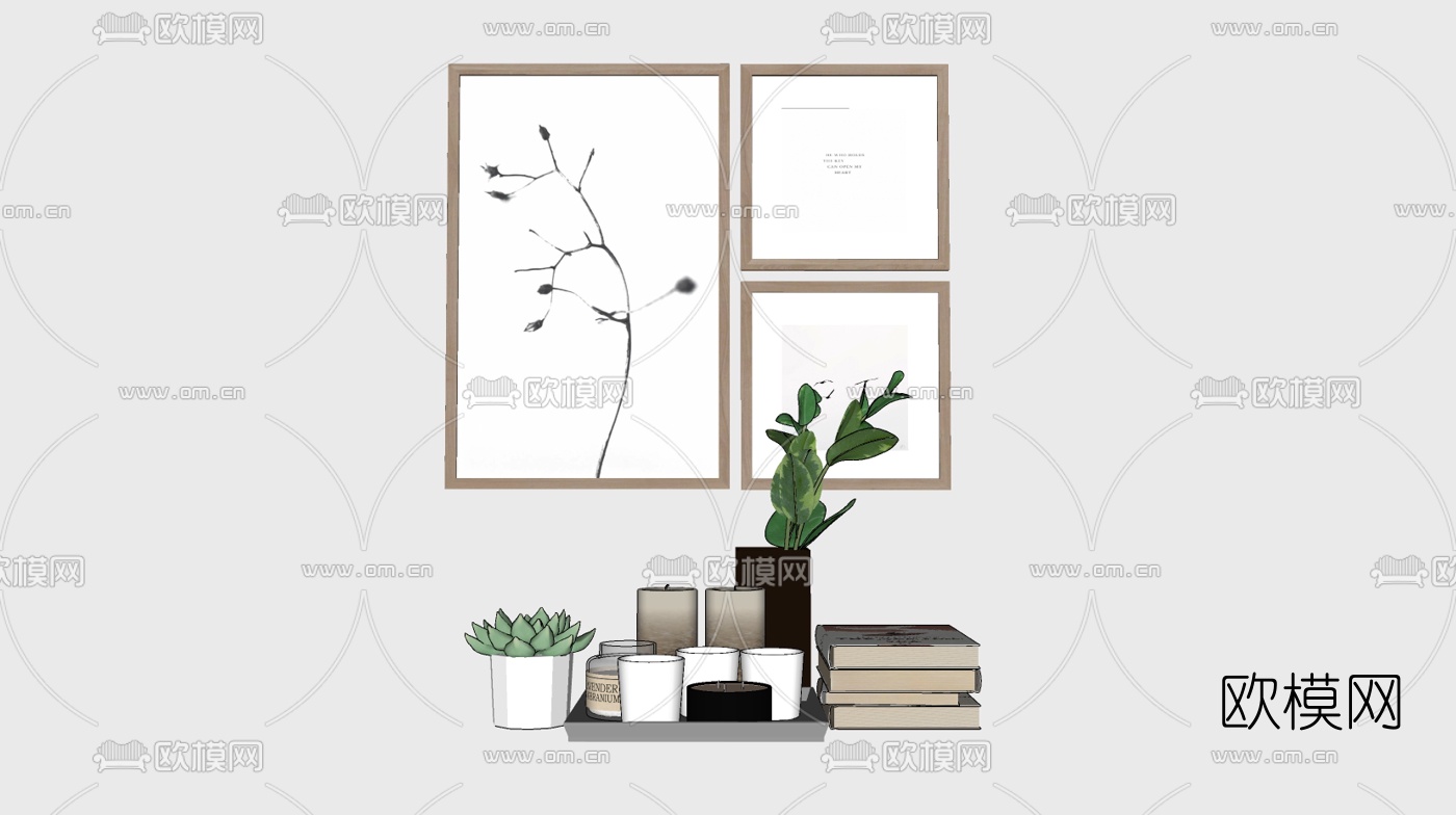 北欧装饰画摆件组合su模型下载