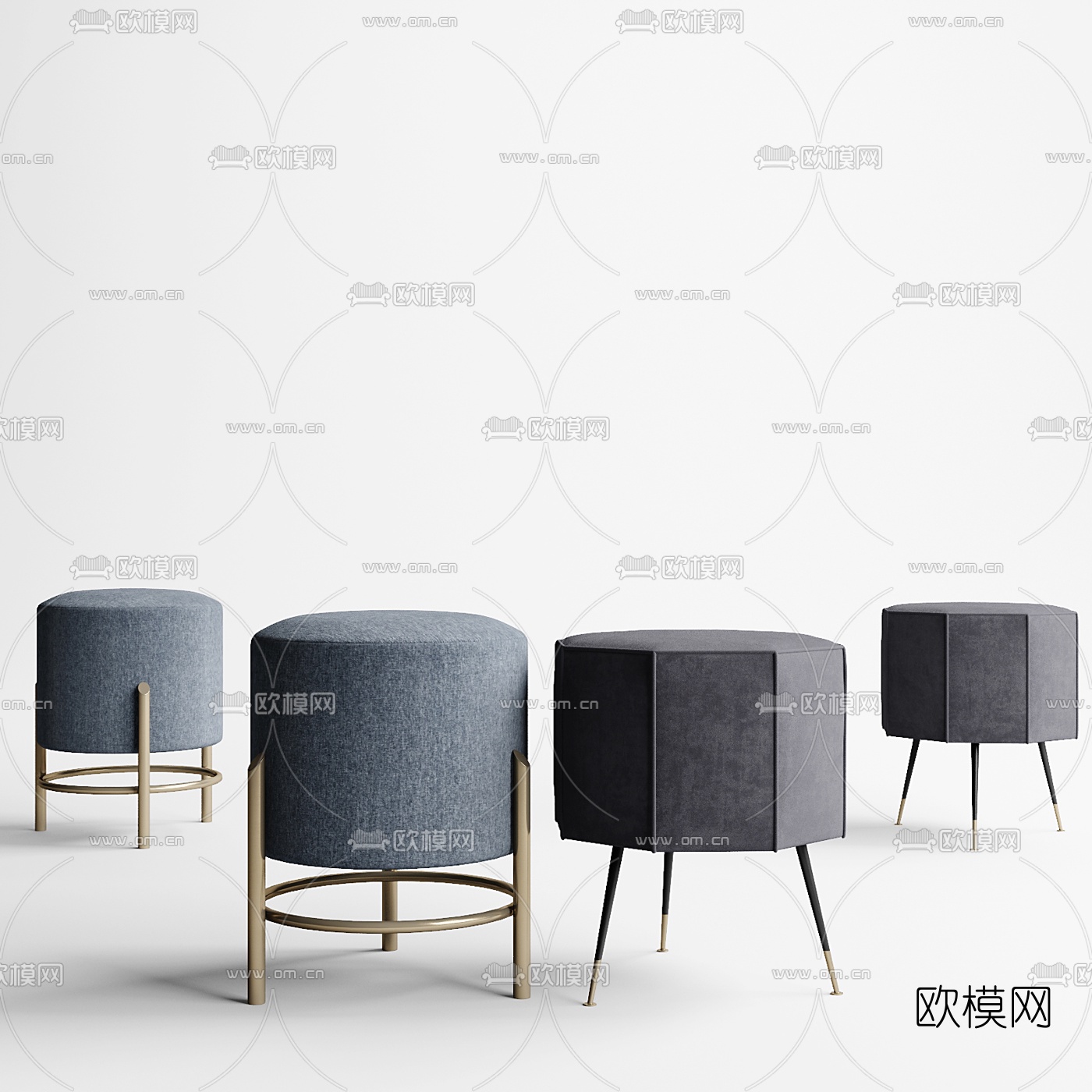 现代布艺圆凳3d模型下载