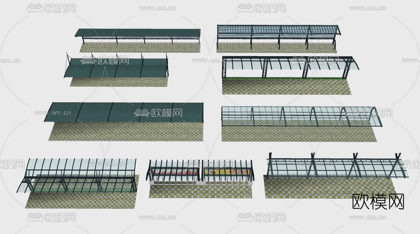 现代玻璃遮阳棚su模型下载