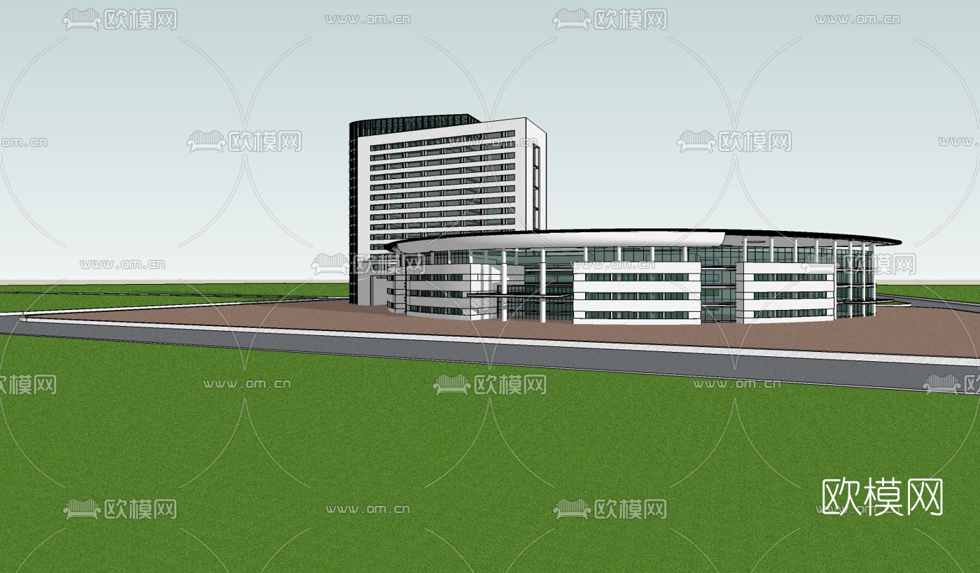 现代医院免费su模型下载（渲染图2）
