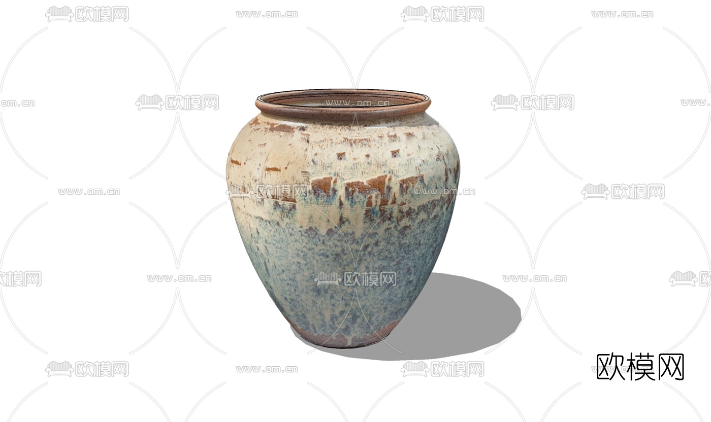 中式陶罐免费su模型下载