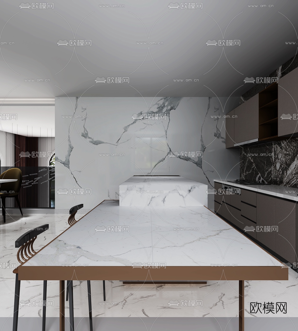 现代别墅客厅3d模型