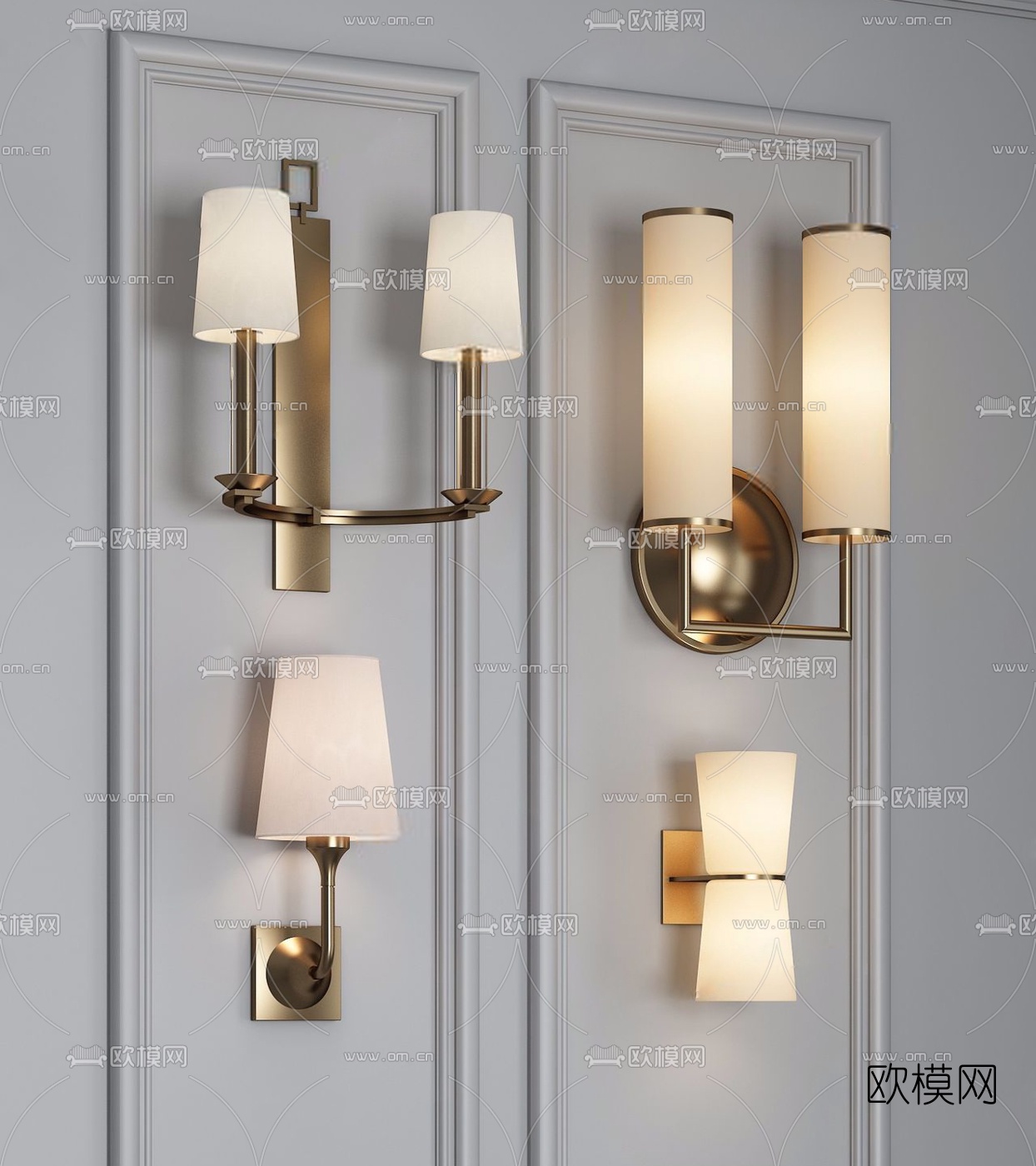 美式金属壁灯组合3D模型下载