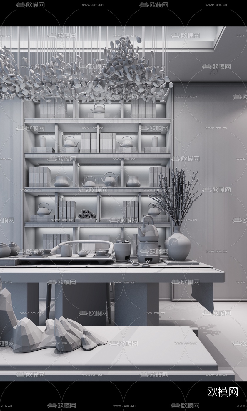 元元禾大千 新中式书房3D模型下载（渲染图4）