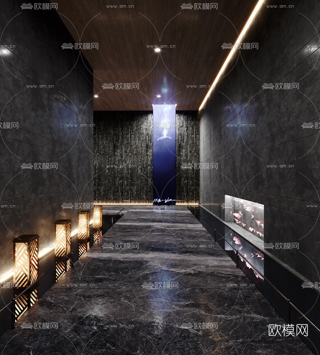 现代酒店会所过道3d模型