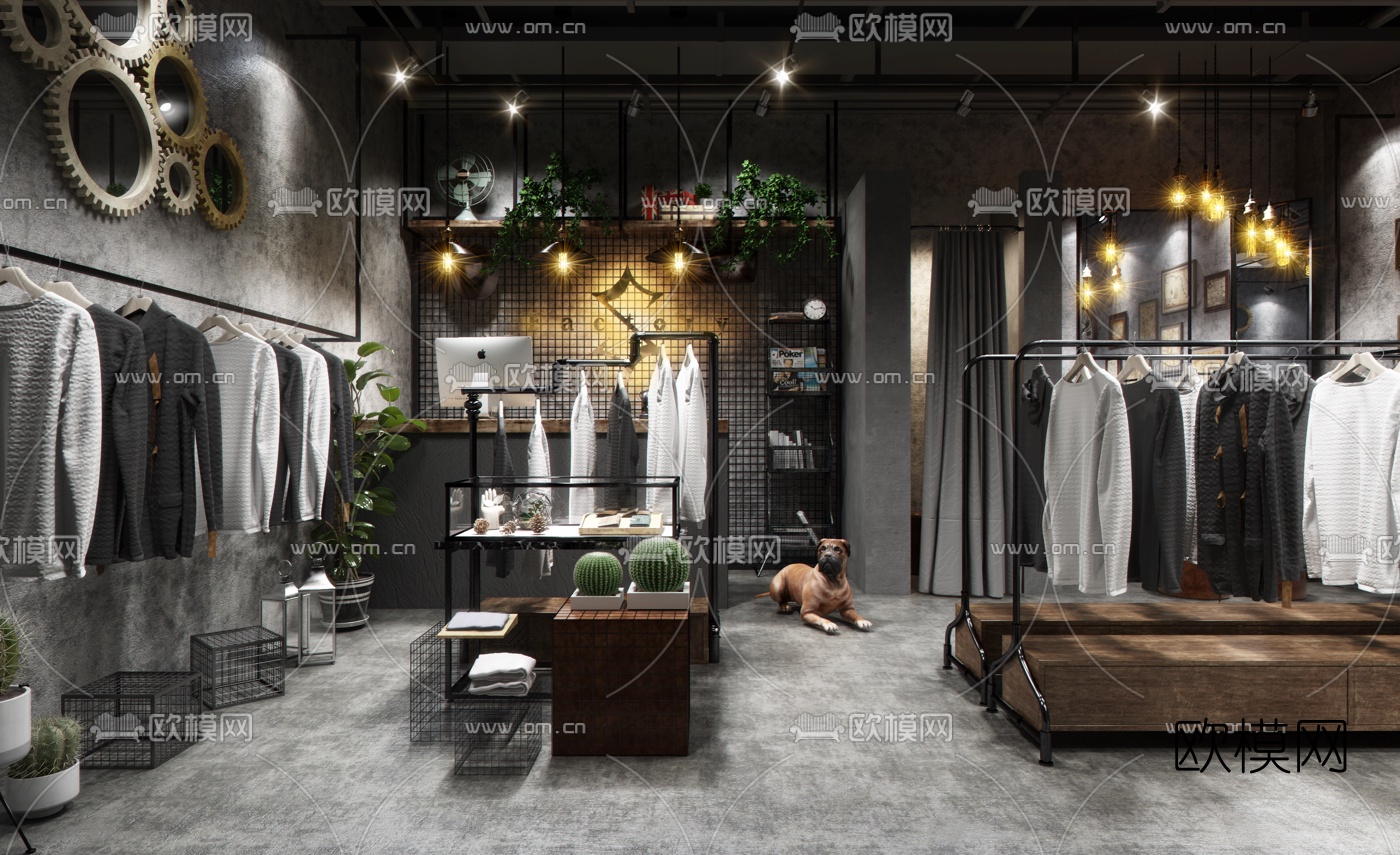 工业风服装店3d模型下载（渲染图1）