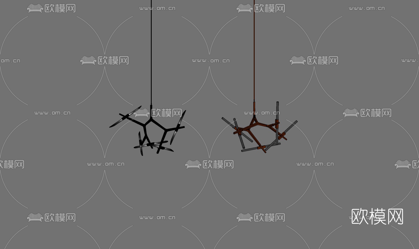 现代吊灯免费su模型下载