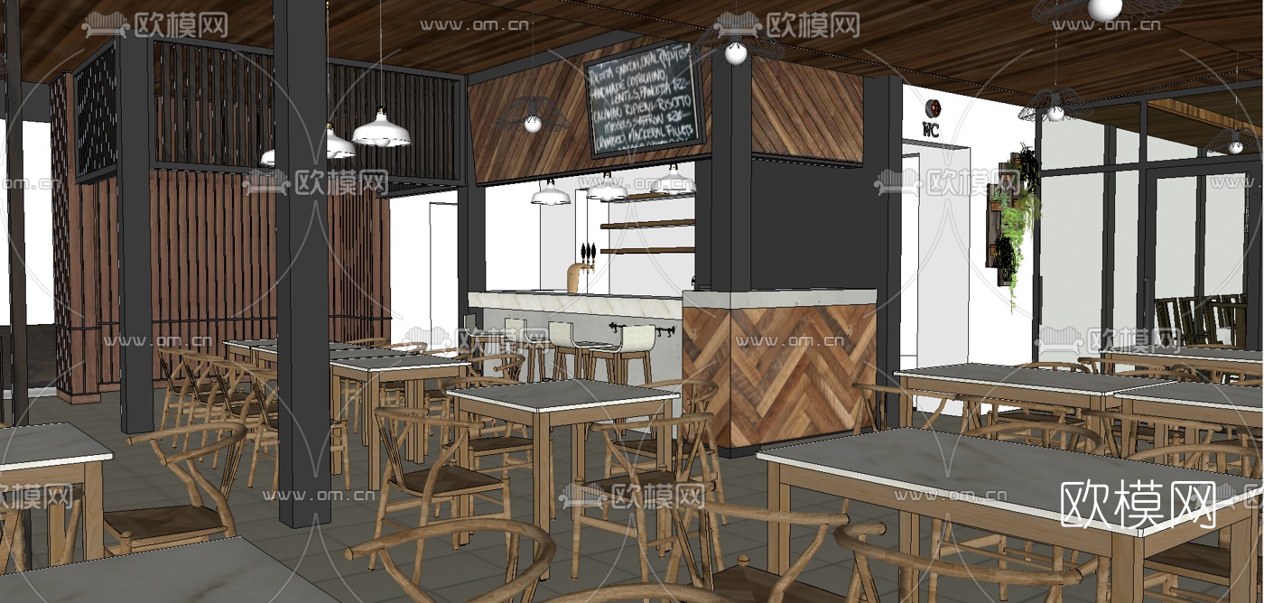 日式料理店su模型下载（渲染图4）