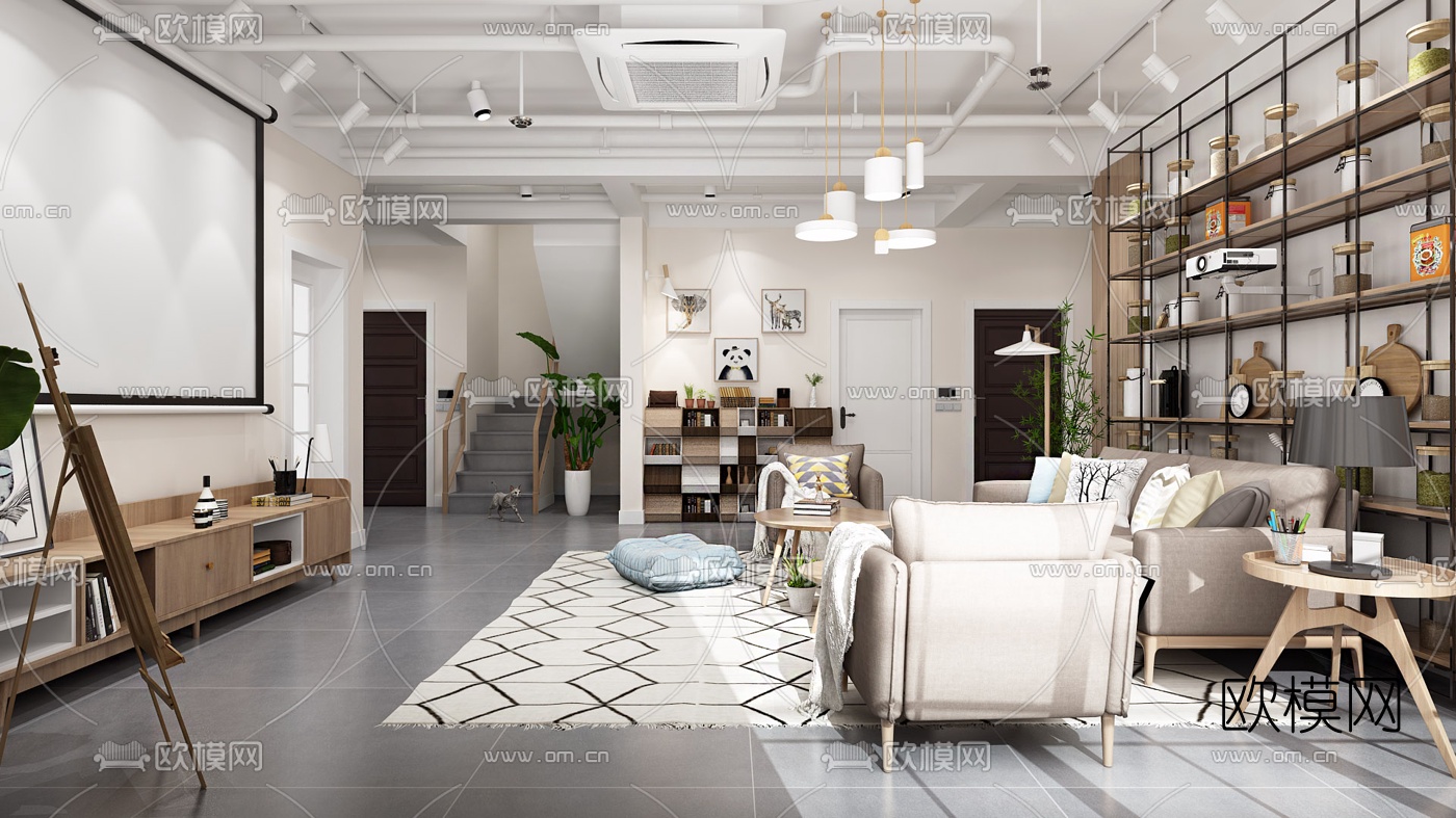 北欧客厅3d模型下载（渲染图4）