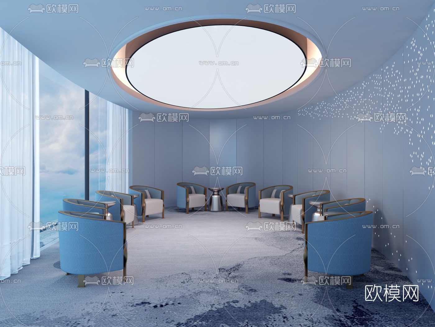 现代酒店接待室会客室3d模型下载