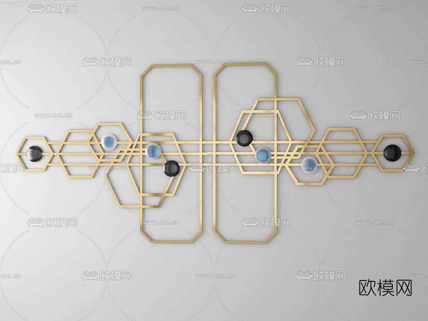 现代金属墙饰挂件3d模型下载（渲染图4）