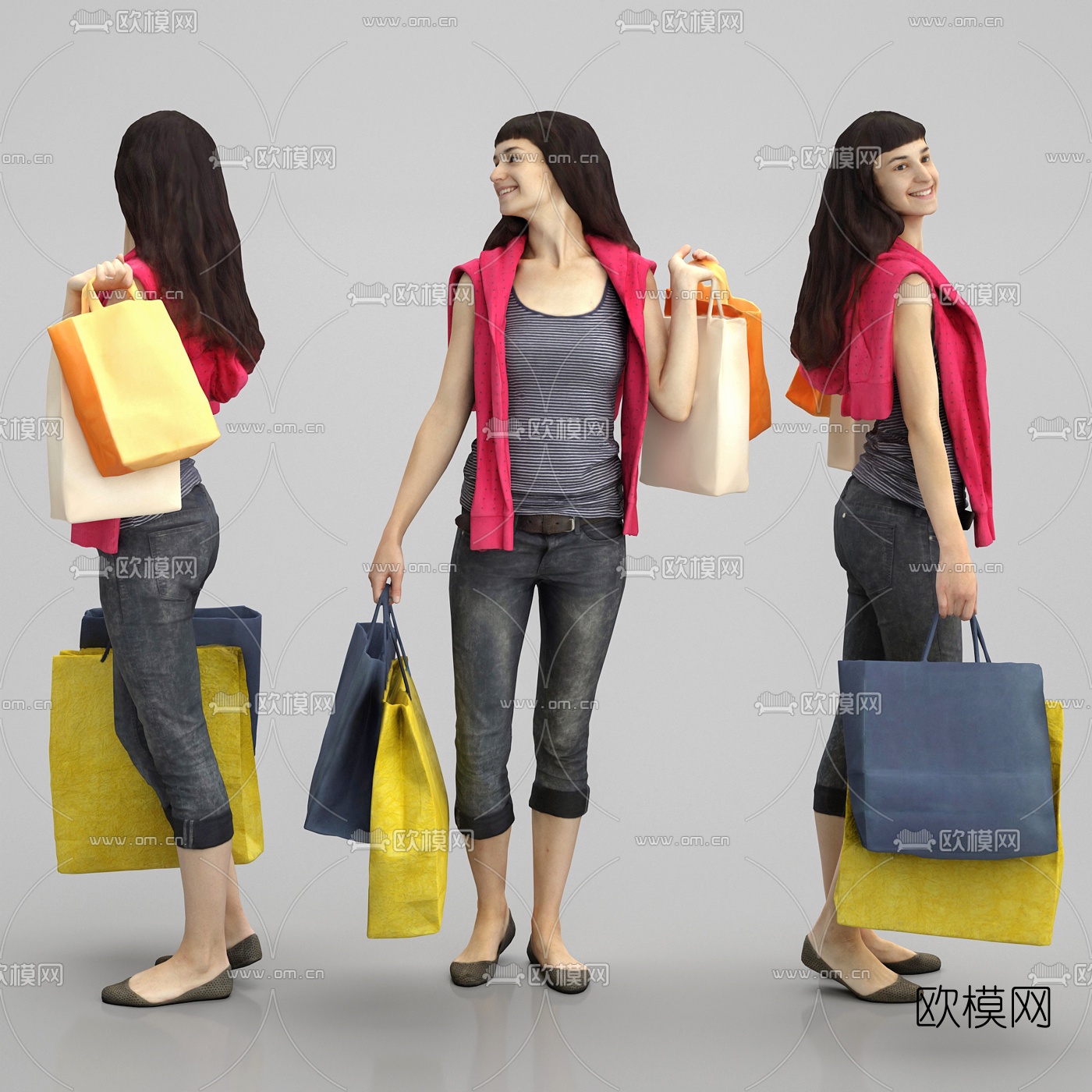 现代站姿女人3d模型下载