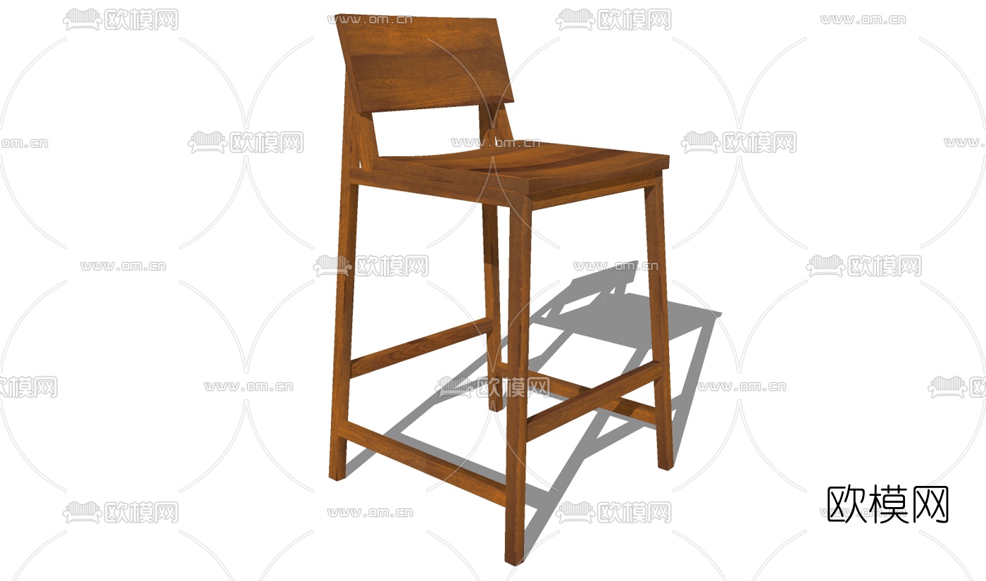 中式实木吧台椅su模型下载