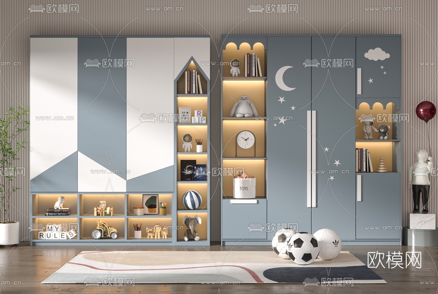 现代儿童衣柜3d模型下载
