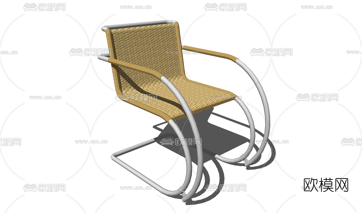 现代藤编休闲椅su模型下载
