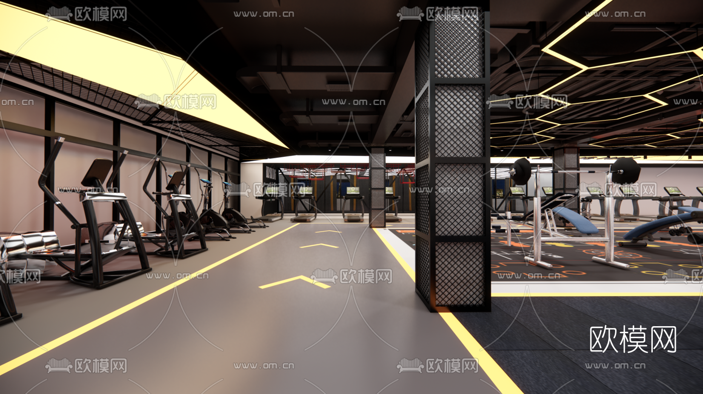 工业风健身房su模型下载（渲染图3）