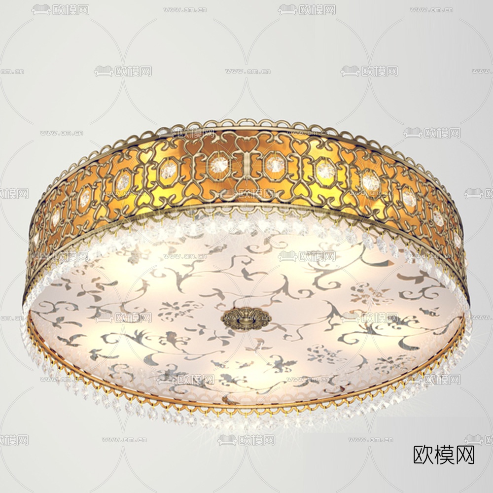 欧式金属吸顶灯台灯组合3D模型
