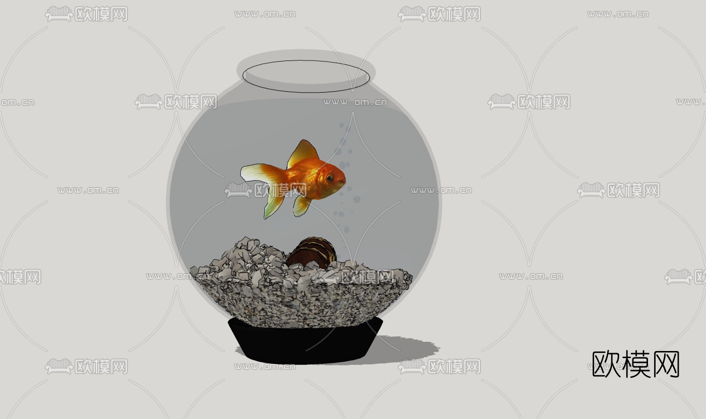 现代玻璃鱼缸免费su模型下载