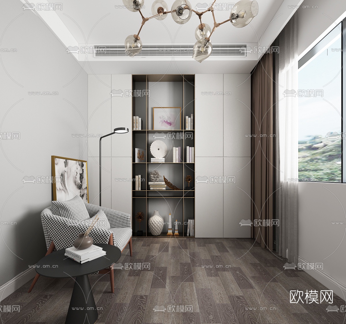 现代书房3d模型-免费3dmax模型库-欧模网