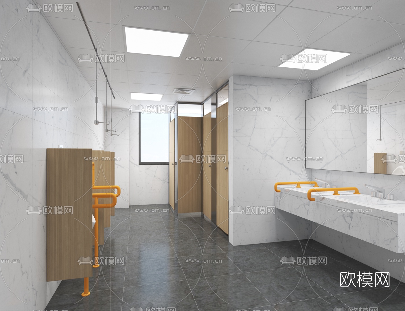 现代无障碍公共卫生间3d模型下载