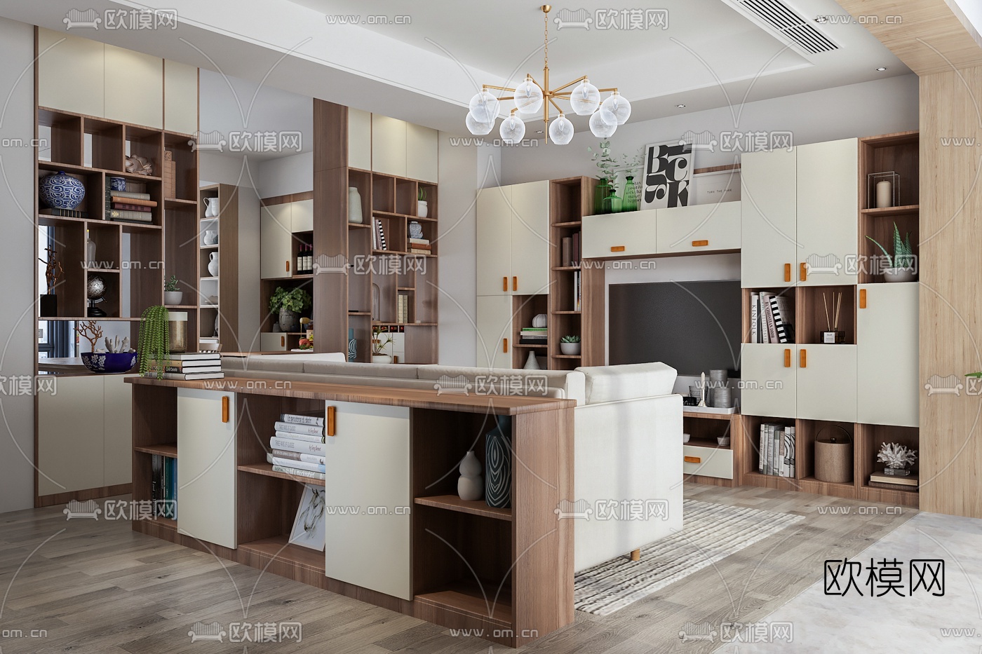 北欧客厅3d模型下载（渲染图2）