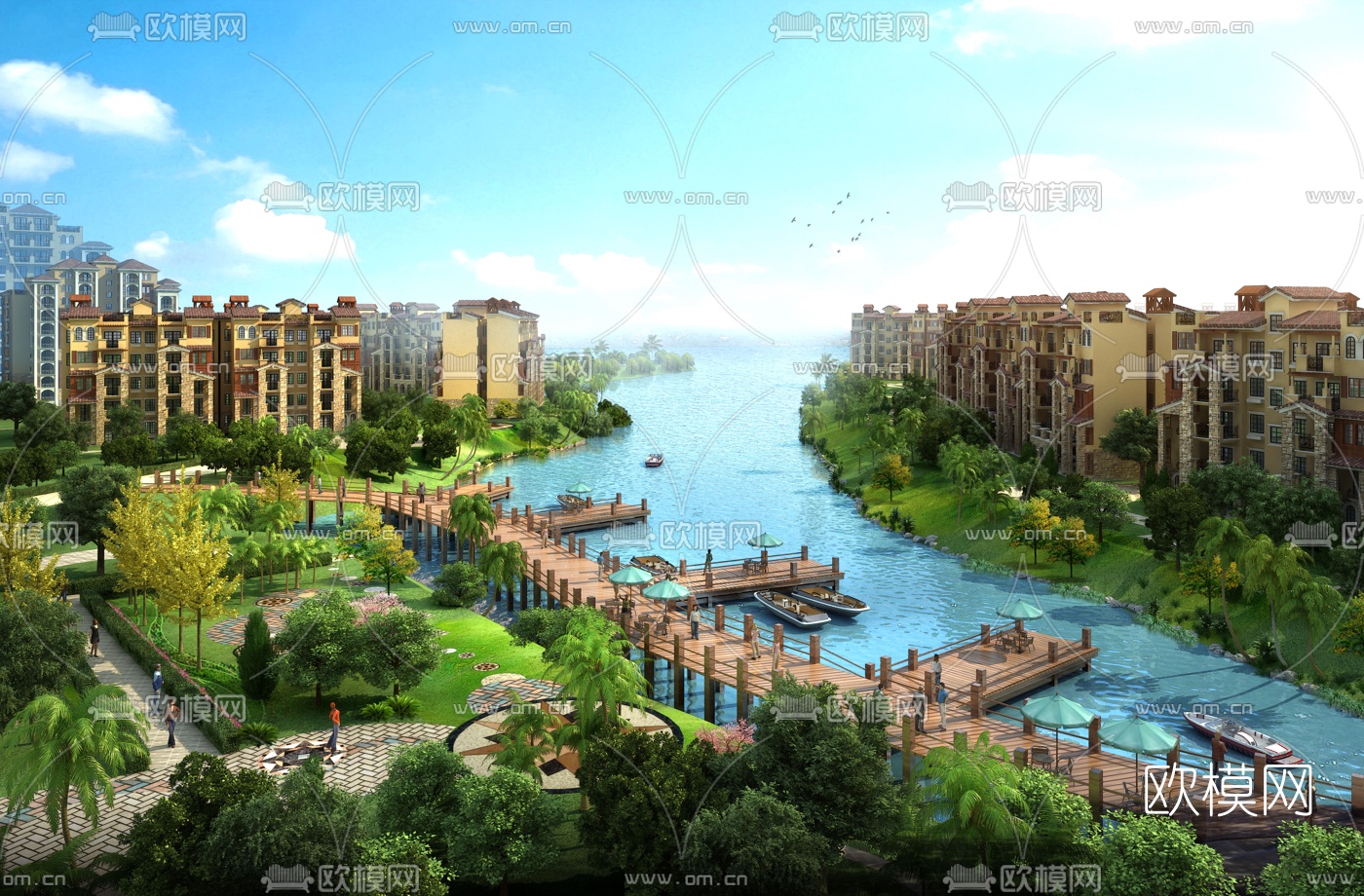 现代住宅小区园林景观3d模型