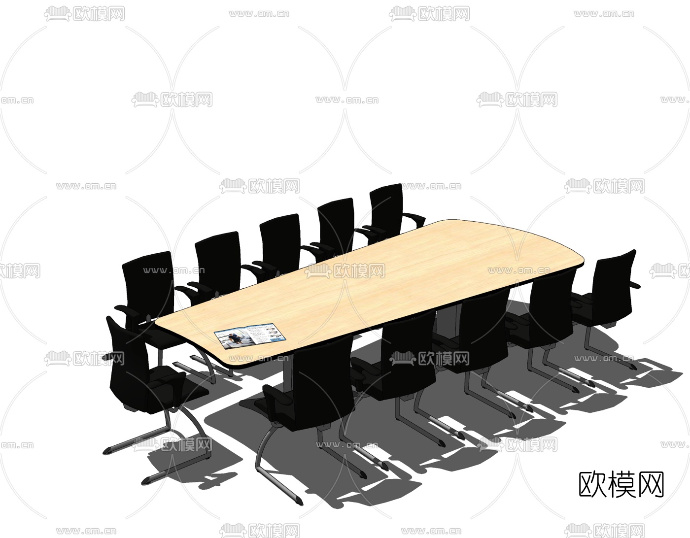 现代会议桌椅免费su模型下载