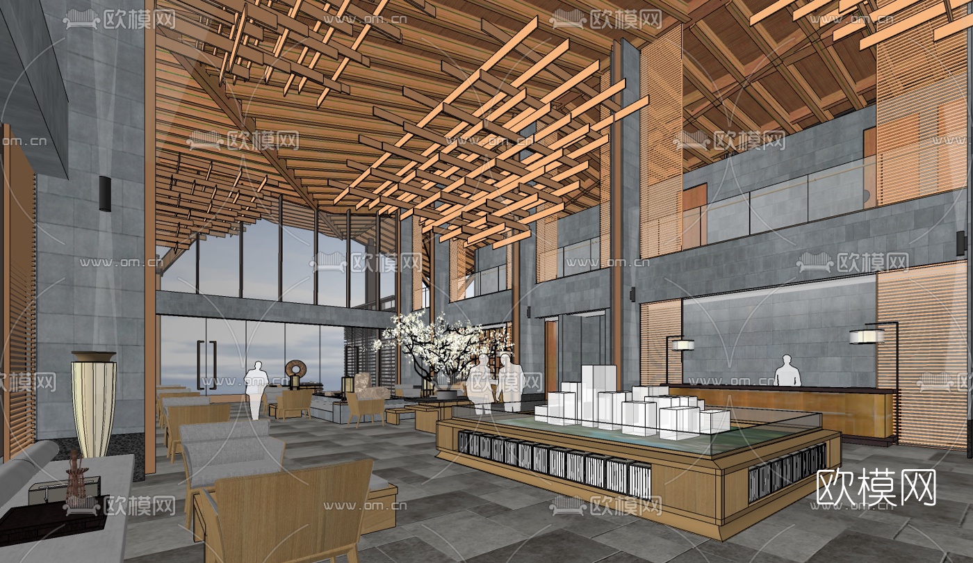 现代禅意售楼中心免费su模型下载（渲染图4）