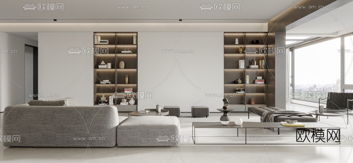 现代简约客厅餐厅3d模型