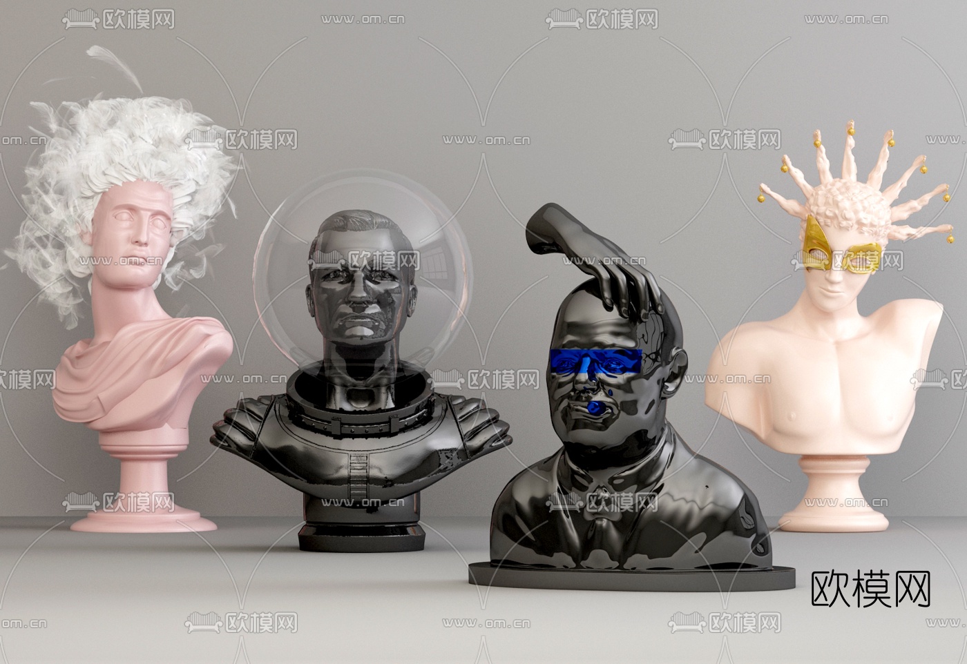 欧式人物雕塑3d模型下载