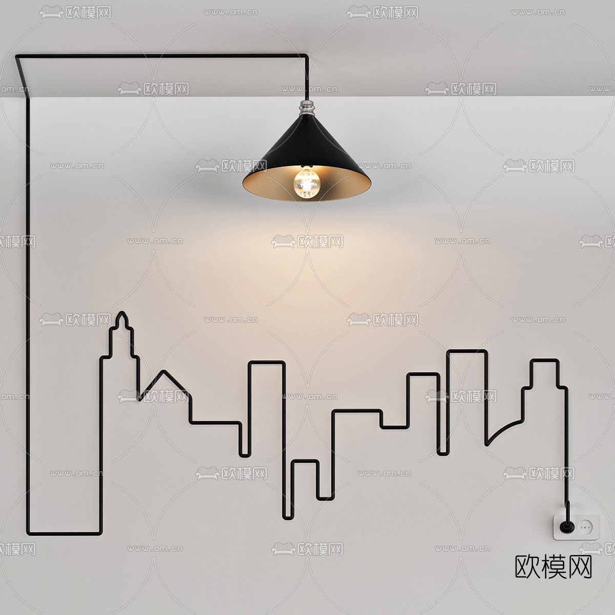 现代铁艺吊灯3D模型