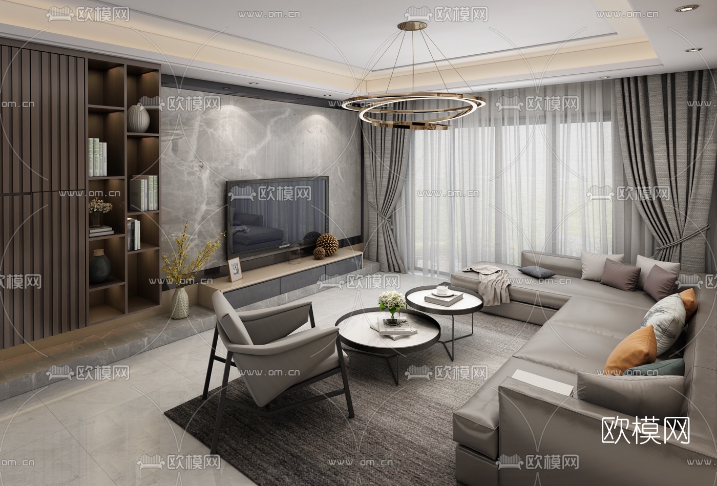 现代简约客厅3d模型