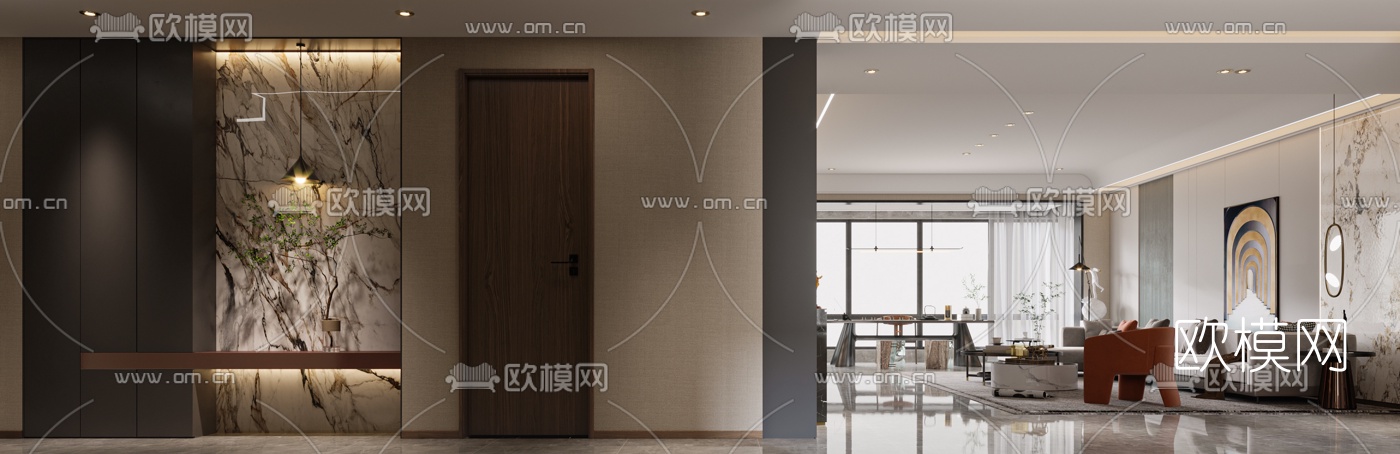 现代简约客餐厅3d模型