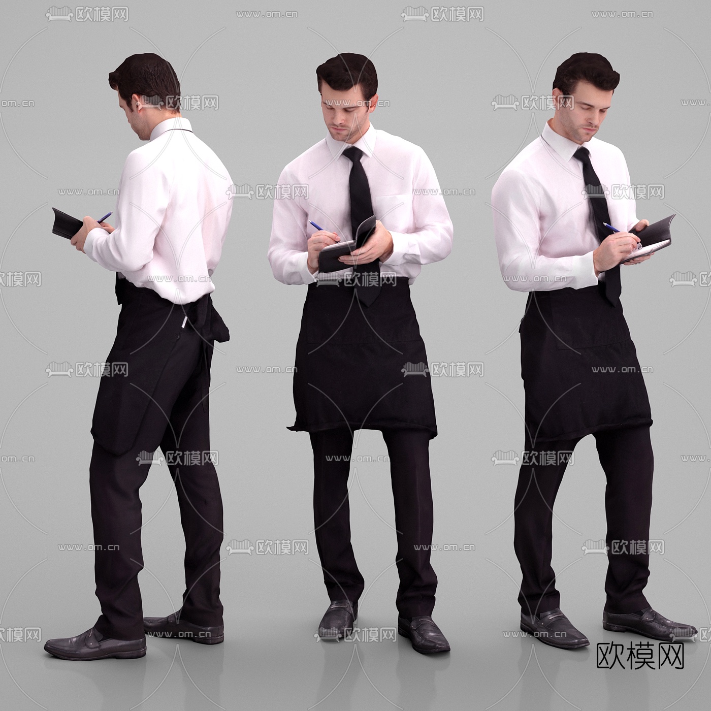 现代餐厅服务生3d模型下载