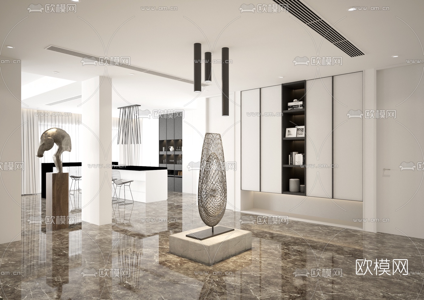 现代吧台玄关3d模型