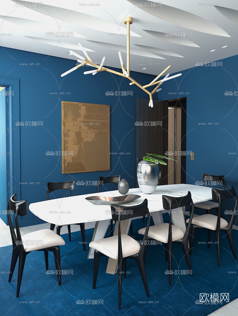 Damien Langlois Meurine设计 现代餐桌椅3d模型下载（渲染图1）