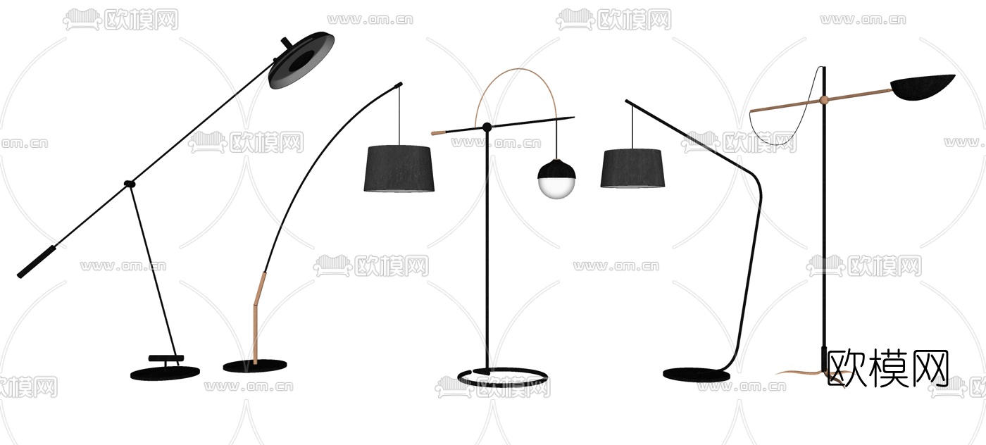 现代落地灯组合su模型下载