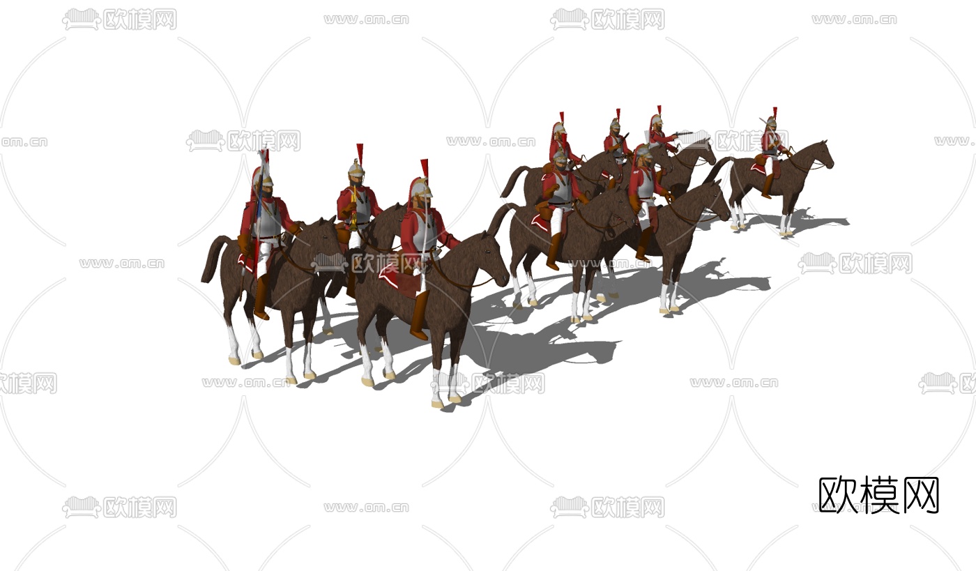 现代骑兵组合免费su模型下载