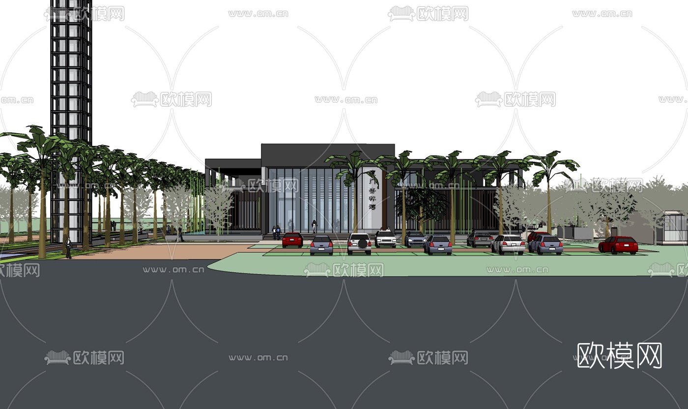 新中式休闲会所su模型