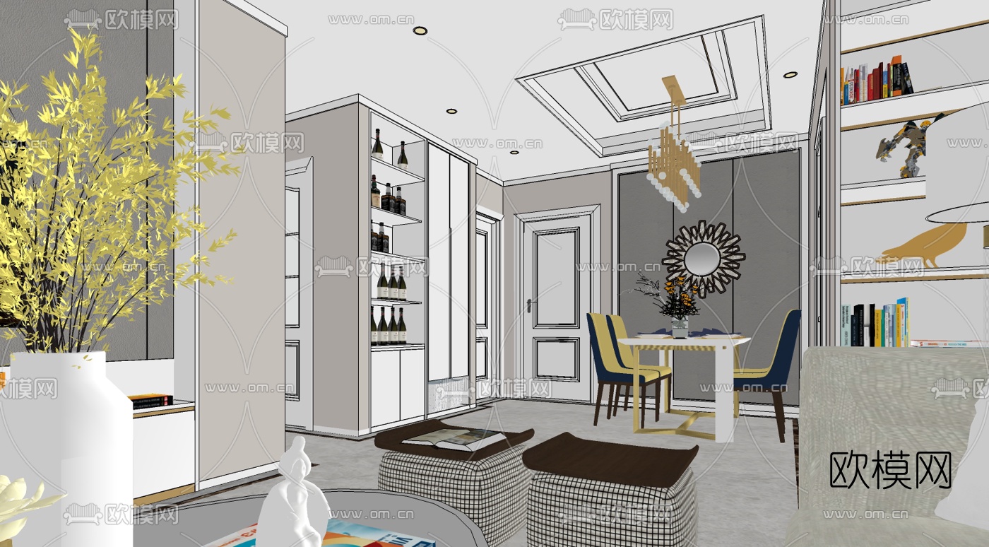 北欧客餐厅免费su模型