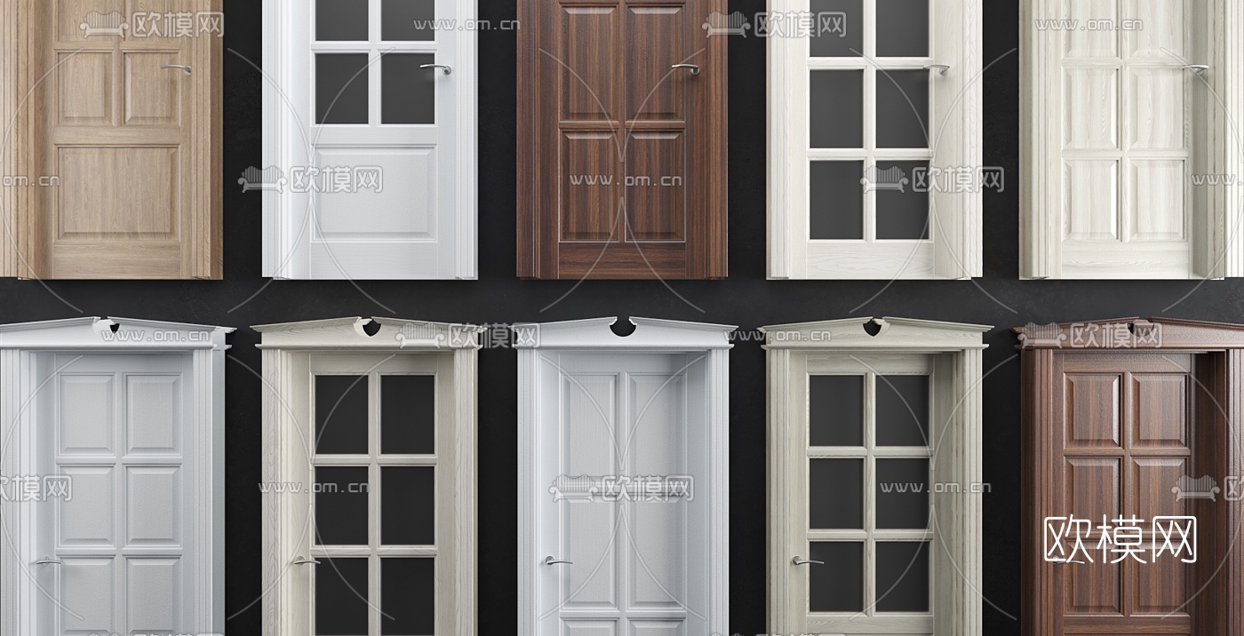 美式实木单开门3d模型