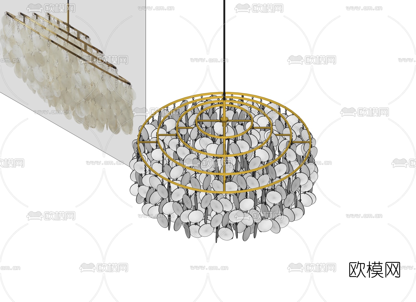 现代贝壳叠层吊灯su模型下载（渲染图2）