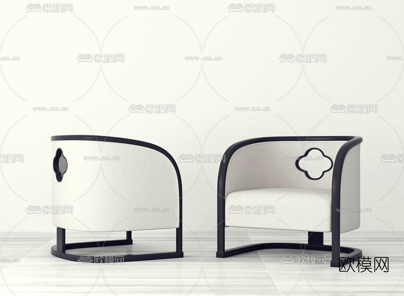 新中式单人沙发3d模型下载